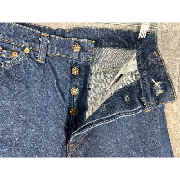 Vintage Levi's Denim Shorts Blue Women Orange Tab Button Fly Size 29 - Picture 5 of 12